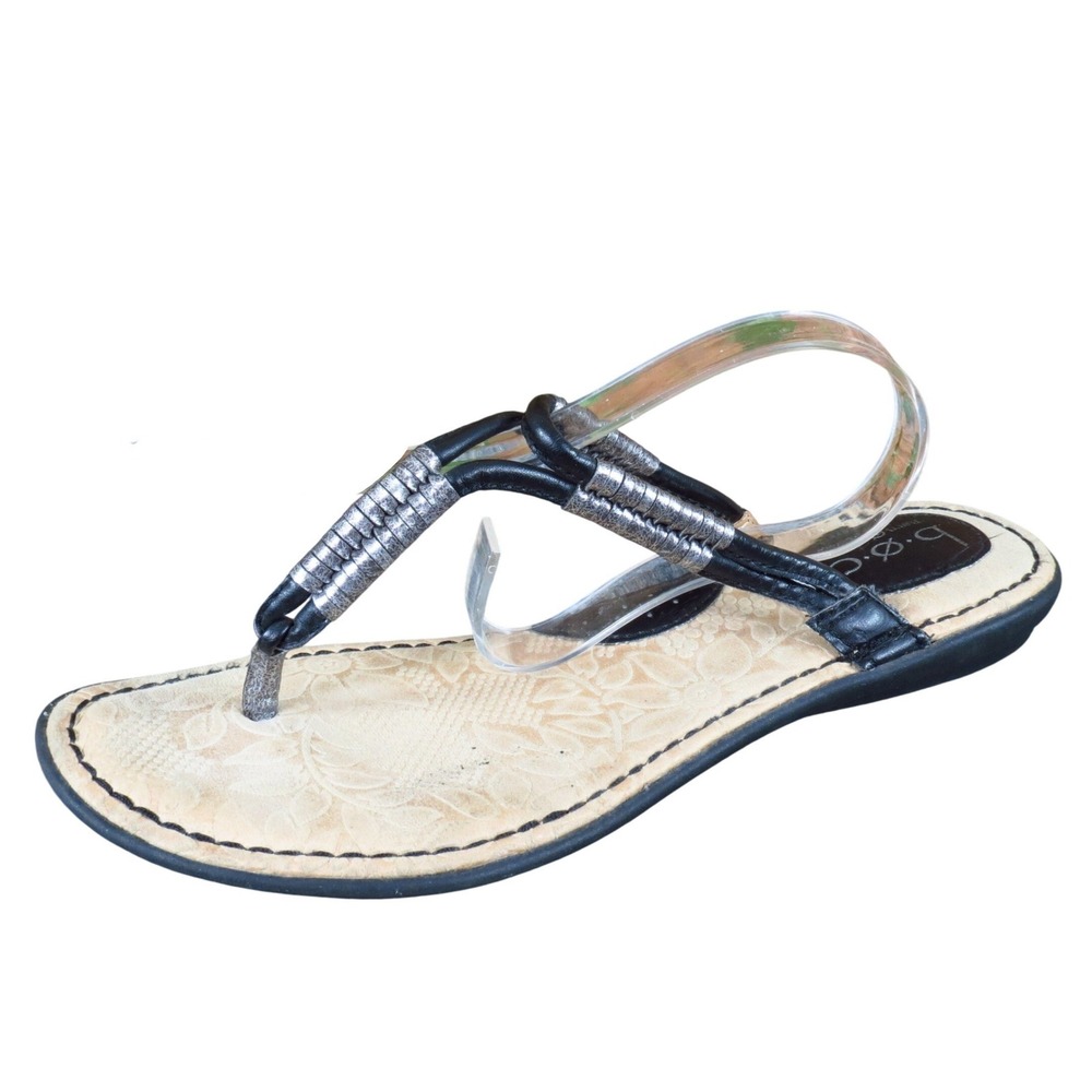B.O.C. Reverie Women Thong Sandal Size 9‎ Casual Summer Black Silver Synthetic